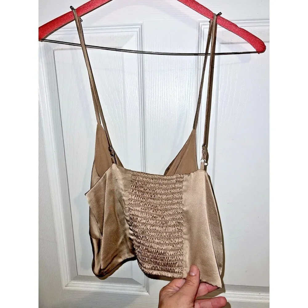 CAMI N.Y.C. 100% Silk Sleeveless Bustier Cropped Tank Top Sz M - Picture 5 of 10